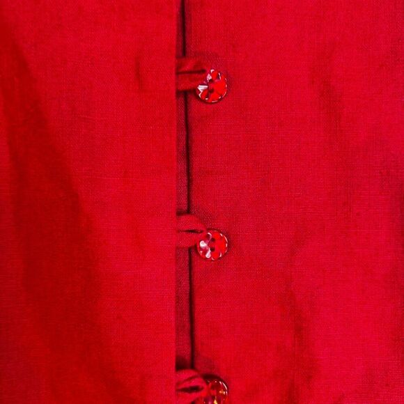Sag Harbor NWT Red Embroidered Linen Blend Button Front Boho Top Size Large - Picture 4 of 12